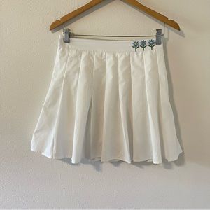 Rowme White Tennis Skort Embroidered Flowers Pleated Kawaii Soft Girl-M